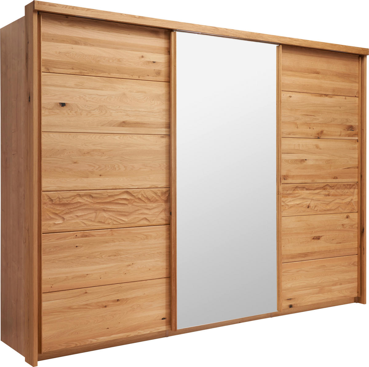 SCHWEBETÜRENSCHRANK 285/216/70 cm 3-türig Eichefarben  - Eichefarben, KONVENTIONELL, Glas/Holz (285/216/70cm) - Linea Natura