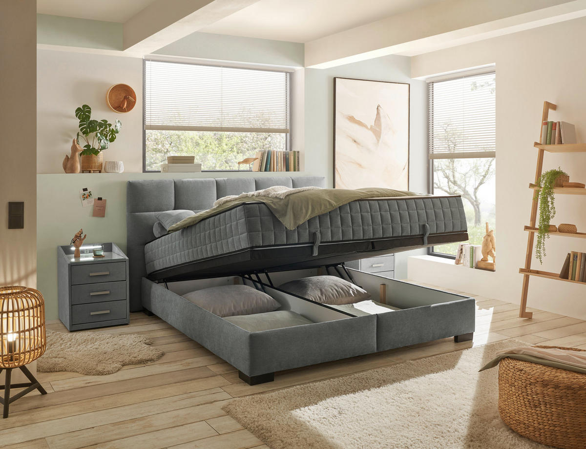 BOXBETT 160/200 cm  in Anthrazit  - Anthrazit/Schwarz, Modern, Holzwerkstoff/Kunststoff (160/200cm) - MID.YOU