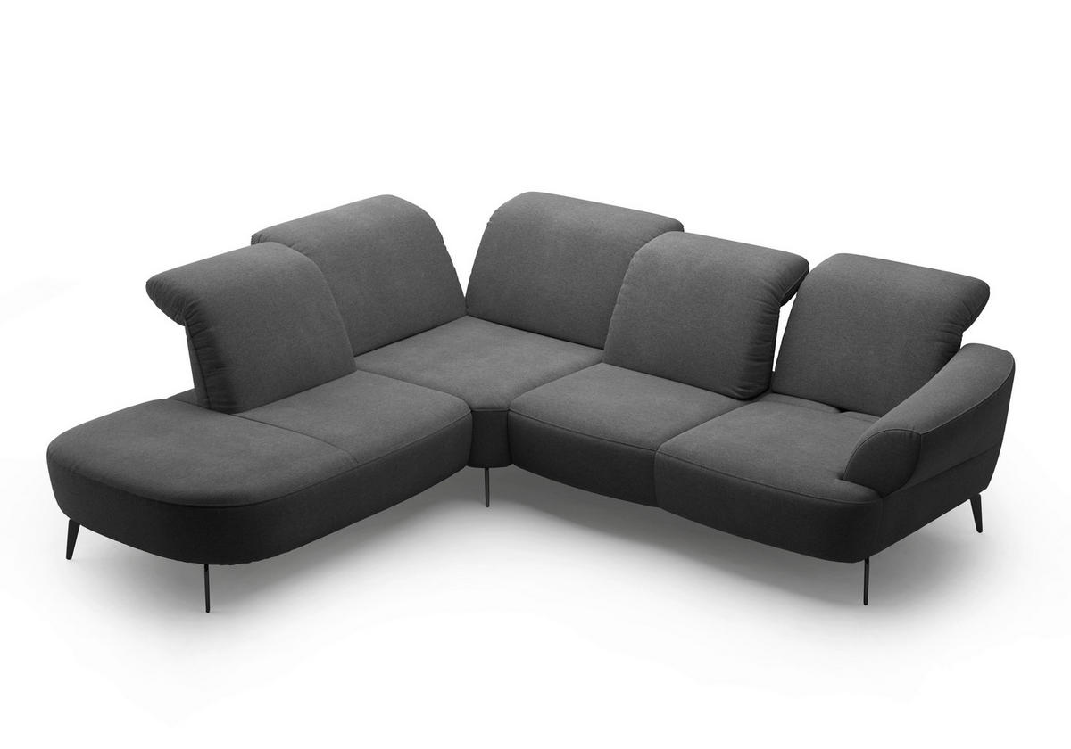 ECKSOFA in Mikrofaser Dunkelgrau  270/302 cm  - Dunkelgrau/Schwarz, MODERN, Textil/Metall (270/302cm) - Sit & More