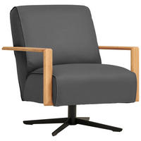 SESSEL in Echtleder Blau  - Wildeiche/Blau, Design, Leder/Holz (72/82/86cm) - Koinor