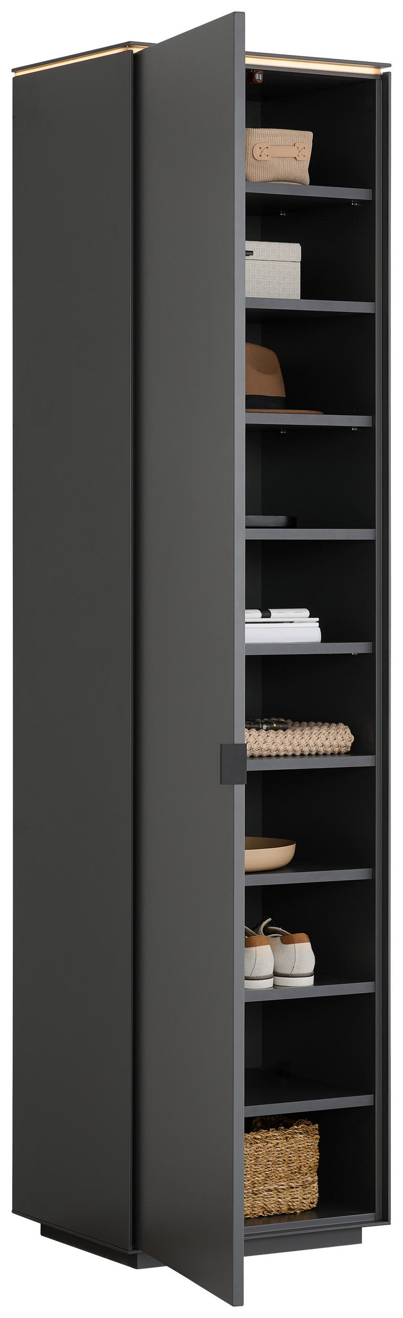 GARDEROBENSCHRANK  in 50/200/40 cm  - Anthrazit/Schwarz, Design, Holzwerkstoff/Metall (50/200/40cm) - Dieter Knoll