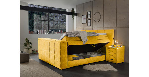 BOXSPRINGBETT 180/200 cm in Gelb - Gelb, KONVENTIONELL, Textil (180/200cm) - Carryhome