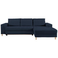 ECKSOFA Dunkelblau Webstoff  - Buchefarben/Dunkelblau, Design, Holz/Textil (260/160cm) - Ti'me