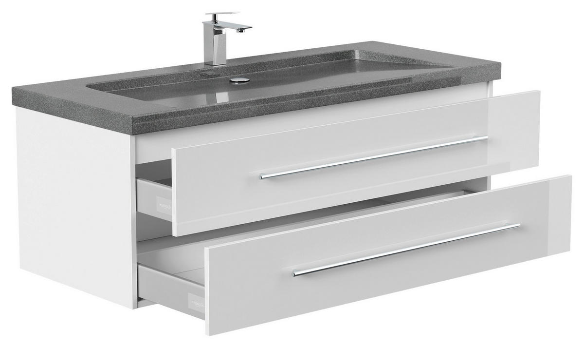WASCHTISCHKOMBI 130 cm  - Weiß Hochglanz, Basics, Holzwerkstoff/Stein (130cm) - MID.YOU