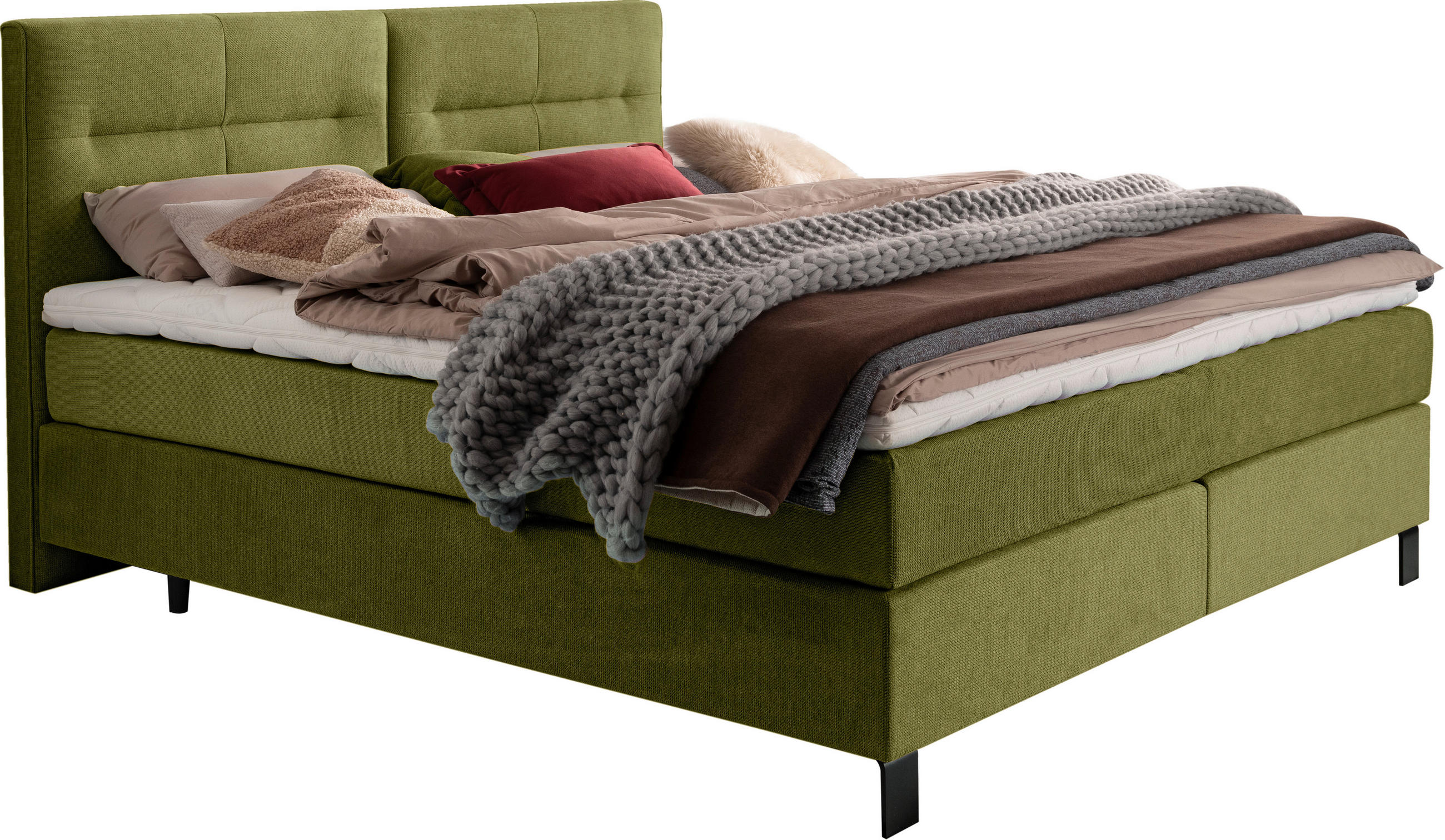 BOXSPRINGBETT 200/220 cm  in Grün  - Schwarz/Grün, KONVENTIONELL, Textil/Metall (200/220cm) - Esposa