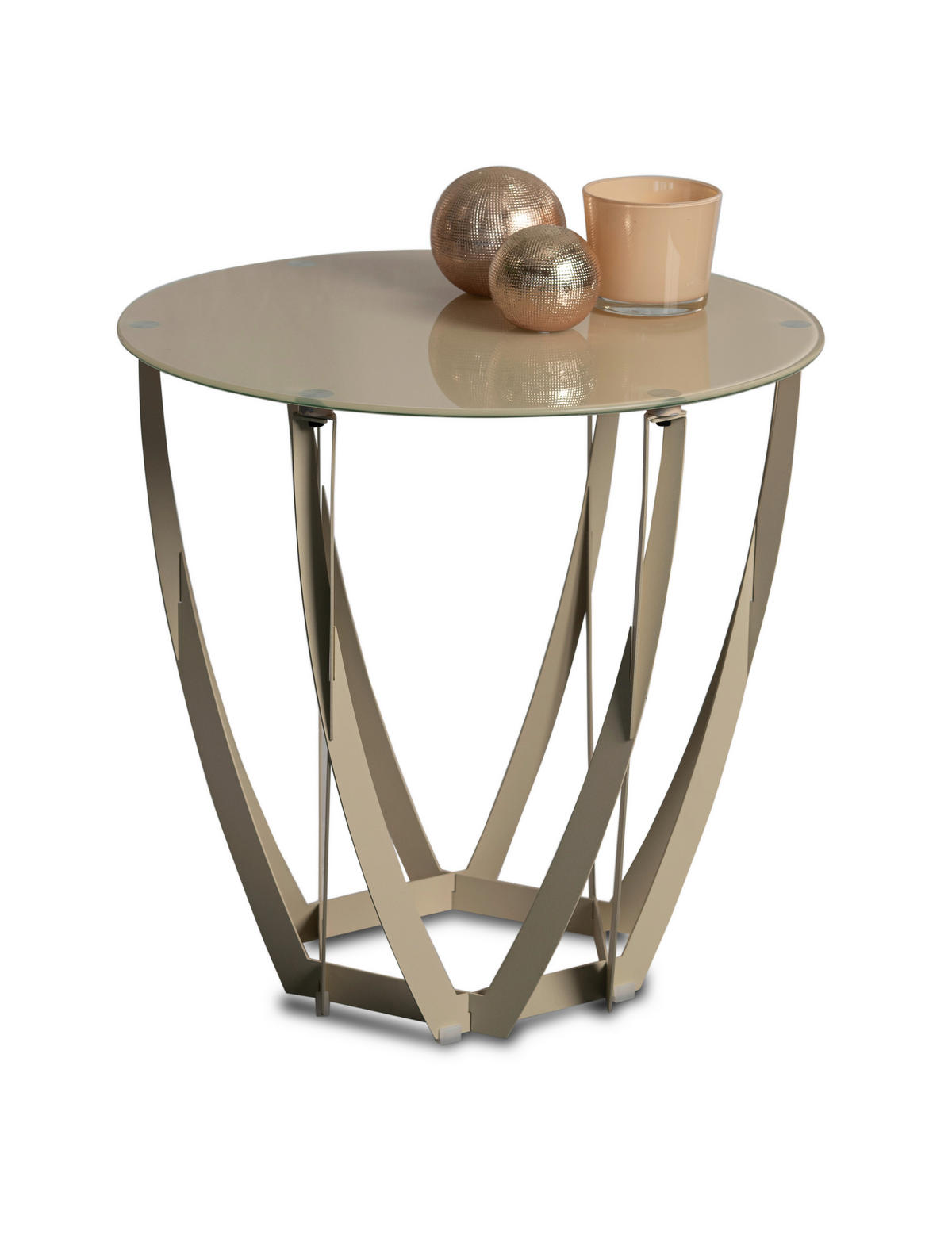 BEISTELLTISCH 50/50/50 cm Creme rund  - Creme, Basics, Glas/Metall (50/50/50cm) - Xora