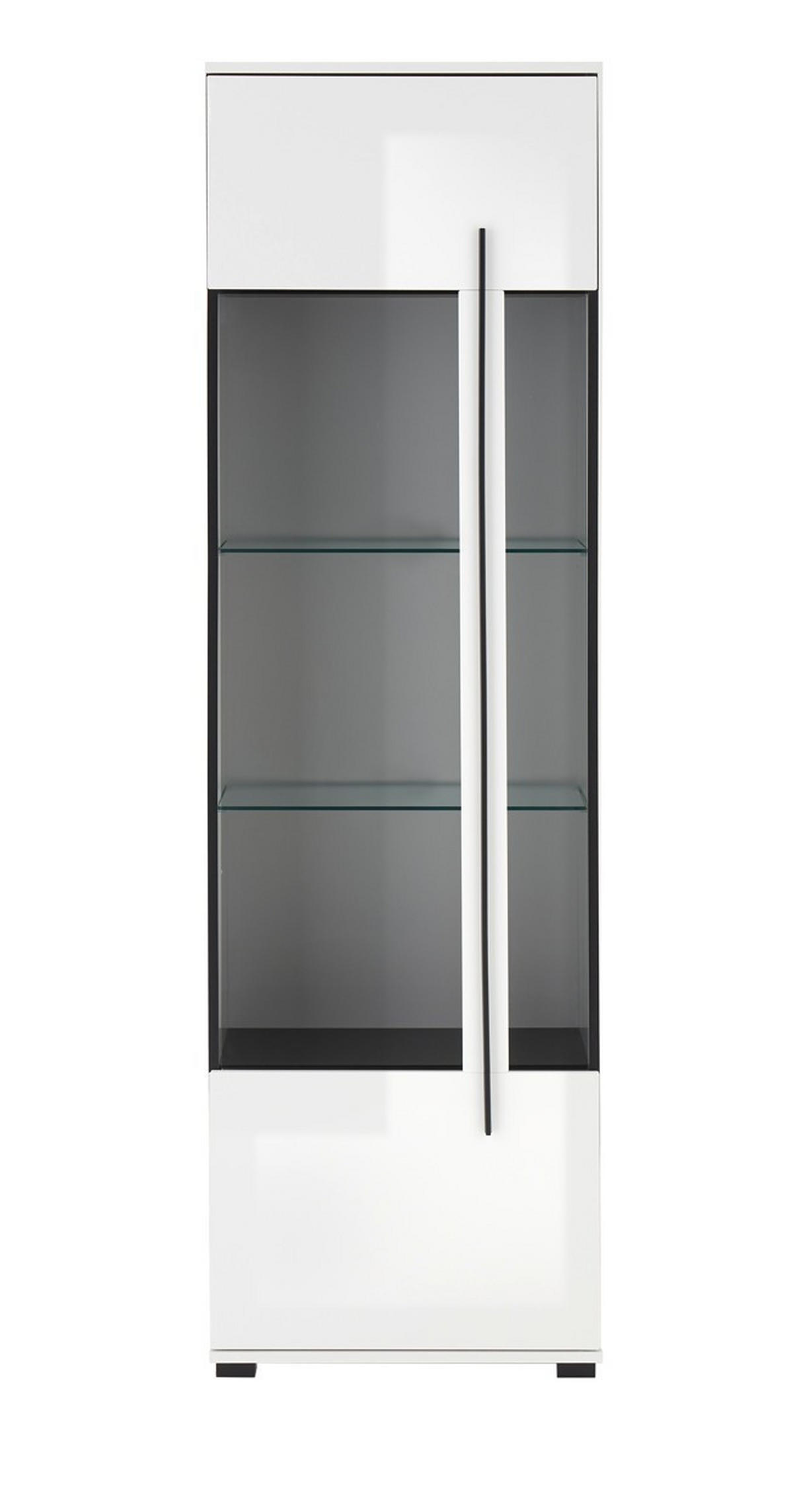 VITRINE  in Weiß Hochglanz  - Weiß Hochglanz/Schwarz, Design, Glas/Holzwerkstoff (60/200/37cm) - Livetastic