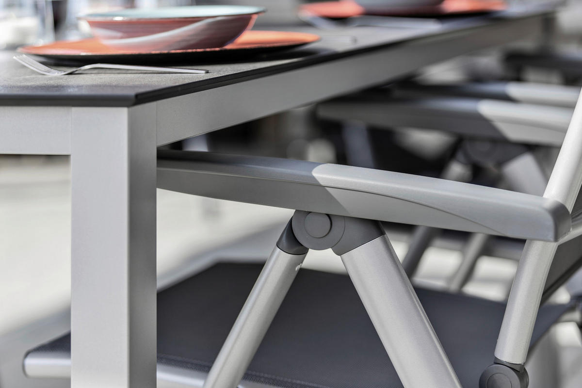 KLAPPSESSEL Netzbespannung Anthrazit, Silberfarben  - Anthrazit/Silberfarben, Basics, Textil/Metall (70/114/62cm) - Kettler