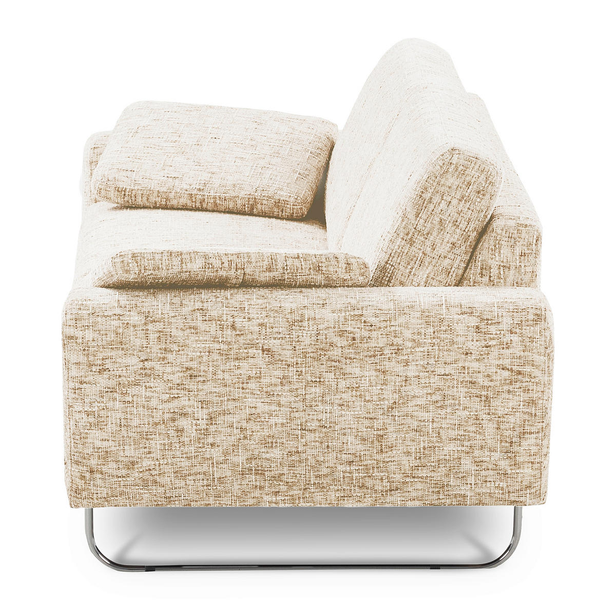 2-SITZER-SOFA SPRING in Webstoff Beige Modern  - Chromfarben/Beige, Design, Textil/Metall (157/85/92cm) - Livetastic