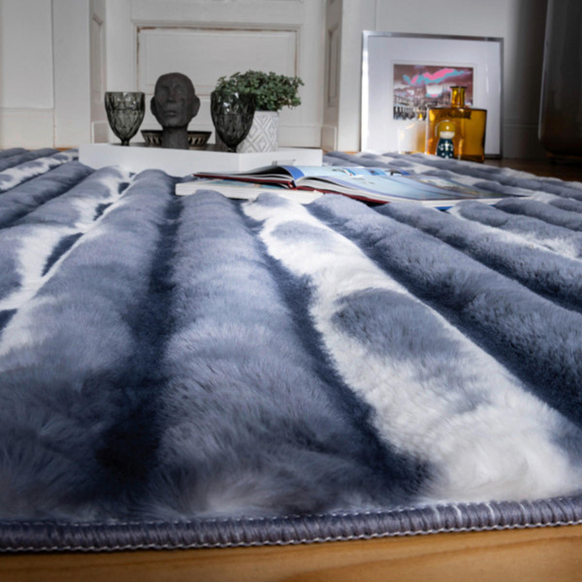 COVOR CU FIR LUNG  My Waves  - albastru, Basics, textil (80/150cm)