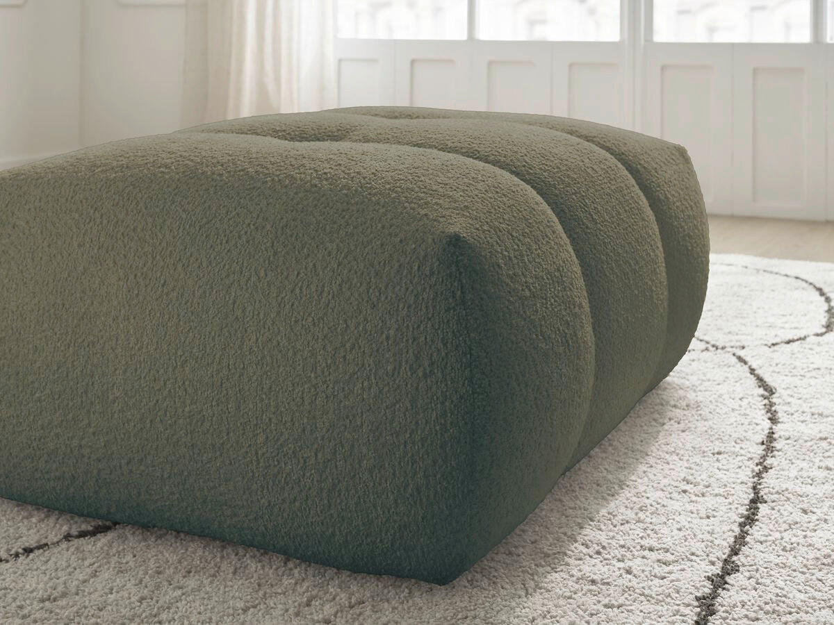 HOCKER FUJI  Bouclé Grün  - Schwarz/Grün, MODERN, Kunststoff/Textil (112/44/80cm)