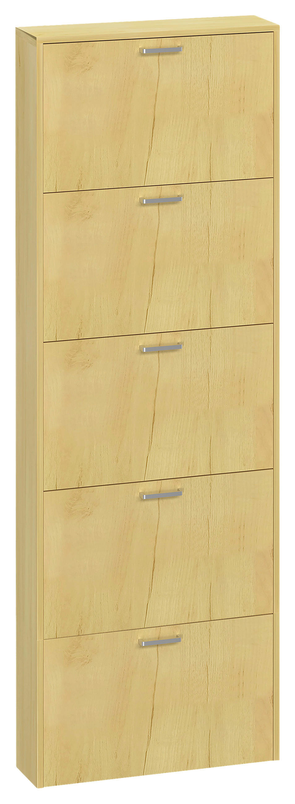 SCHUHSCHRANK Honigeiche  - Honigeiche/Silberfarben, Design, Holzwerkstoff/Kunststoff (59/179/17cm) - MID.YOU