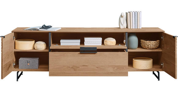 LOWBOARD  192/65/44 cm 1 Schublade(n) stehend  - Eichefarben/Anthrazit, Natur, Holz/Metall (192/65/44cm) - Valnatura