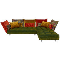 ECKSOFA in Flachgewebe Multicolor  349/219 cm  - Multicolor, Trend, Textil/Metall (349/219cm) - Bretz