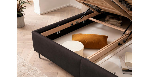 POLSTERBETT Matratze, Lattenrost, Topper Mokka 180/200 cm - Schwarz/Mokka, KONVENTIONELL, Leder/Holz (180/200cm) - Novel