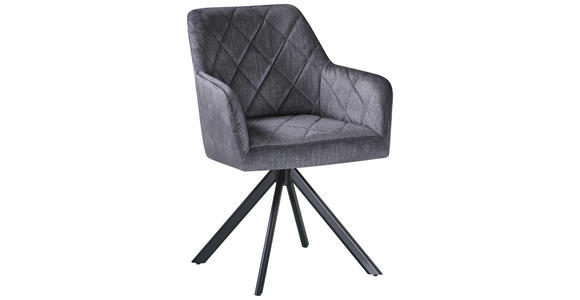 ARMLEHNSTUHL  Stoffauswahl, Sitzfläche 360° drehbar Samt  Anthrazit, Schwarz  - Anthrazit/Schwarz, Design, Textil/Metall (60/87/58cm) - Carryhome