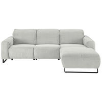 ECKSOFA in Cord Hellgrau  - Hellgrau/Schwarz, Konventionell, Textil/Metall (266/180cm) - Hom`in