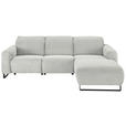 ECKSOFA in Cord Hellgrau  - Hellgrau/Schwarz, KONVENTIONELL, Textil/Metall (266/180cm) - Hom`in