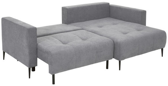 ECKSOFA  in Velours Hellgrau  - Hellgrau/Schwarz, KONVENTIONELL, Textil/Metall (226/155cm) - Carryhome