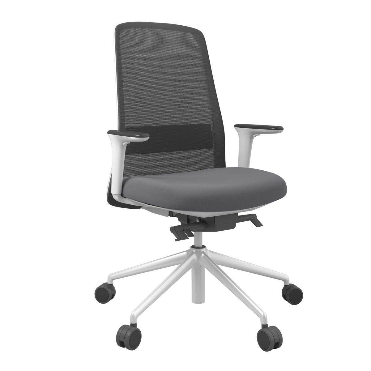 DREHSTUHL Schwarz, Weiß, Dunkelgrau  - Dunkelgrau/Schwarz, MODERN, Kunststoff/Textil (70/103-115/70cm)