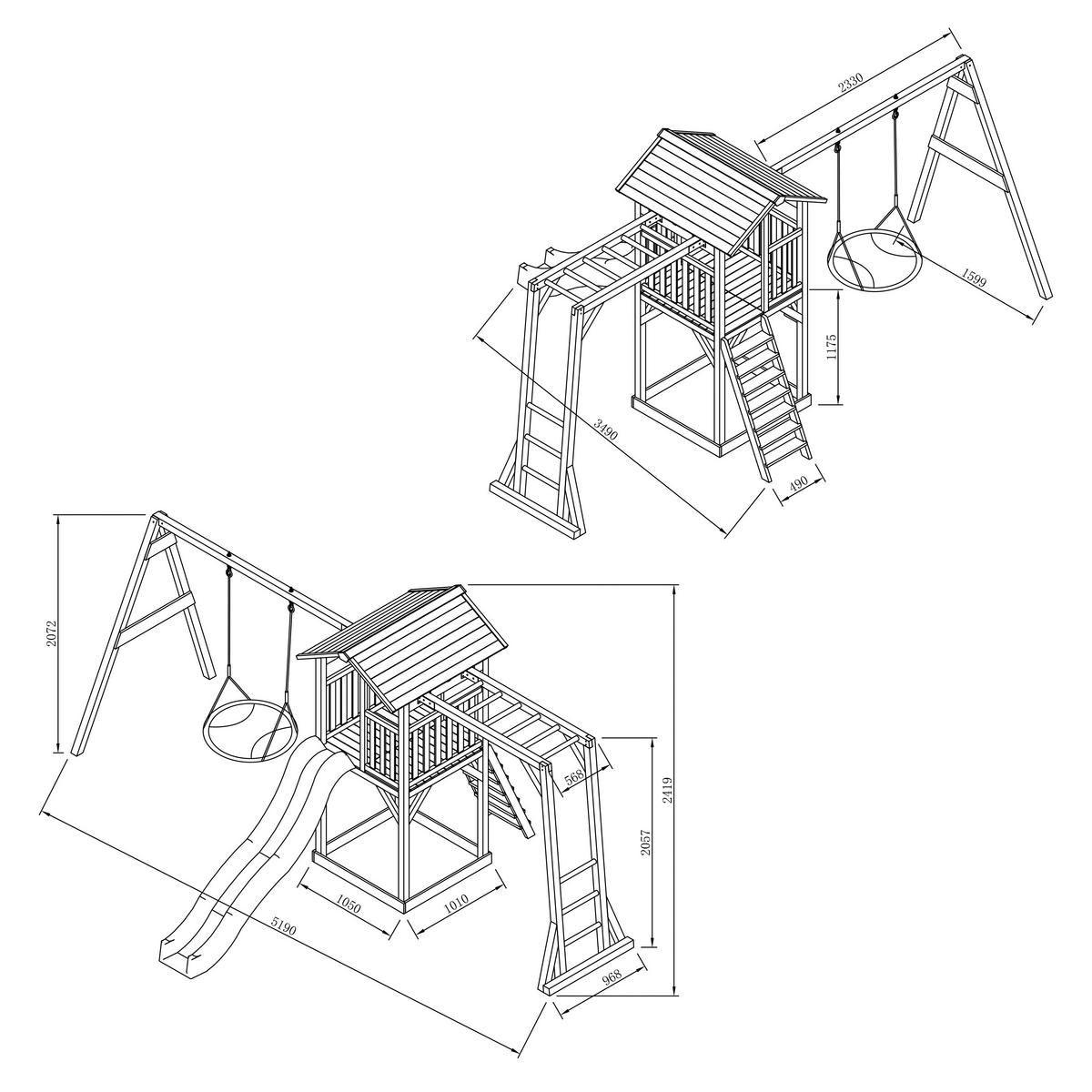 SPIELTURM 519/242/349 cm  - Blau/Weiss, Konventionell, Holz (519/242/349cm)