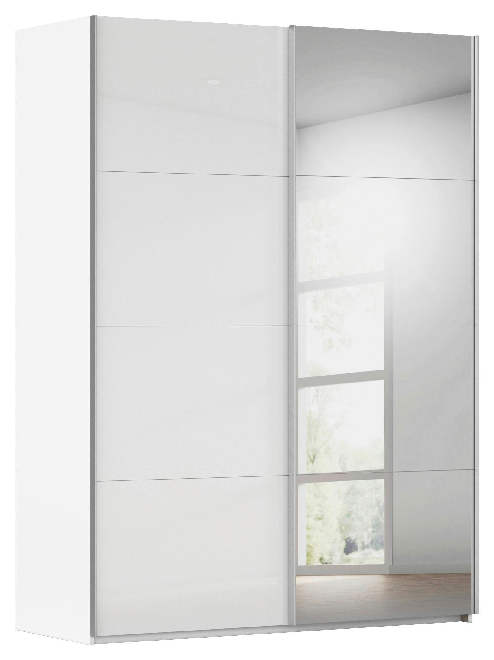SCHWEBETÜRENSCHRANK 162/223/68 cm 2-türig Weiß  - Alufarben/Weiß, Basics, Glas/Holzwerkstoff (162/223/68cm) - Novel