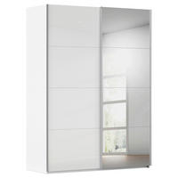 SCHWEBETÜRENSCHRANK 162/223/68 cm 2-türig Weiß  - Alufarben/Weiß, Basics, Glas/Holzwerkstoff (162/223/68cm) - Novel