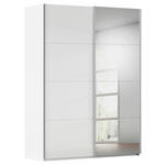 SCHWEBETÜRENSCHRANK 162/223/68 cm 2-türig Weiß, Weiß Hochglanz  - Weiß Hochglanz/Alufarben, Basics, Glas/Holzwerkstoff (162/223/68cm) - Novel