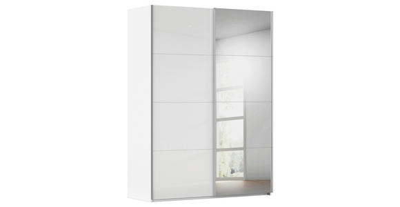 SCHWEBETÜRENSCHRANK 162/223/68 cm 2-türig Weiß  - Alufarben/Weiß, Basics, Glas/Holzwerkstoff (162/223/68cm) - Novel