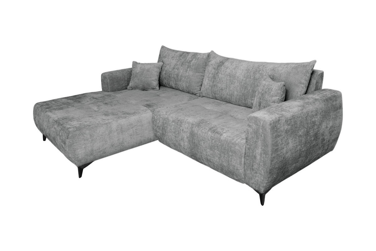 ECKSOFA BELARO Grau Chenille  - Schwarz/Grau, Design, Textil/Metall (177/246cm) - P & B