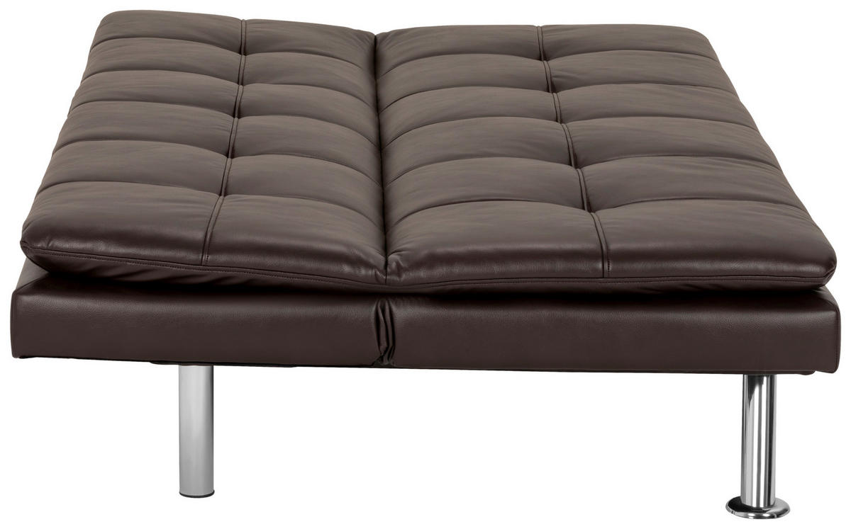 SCHLAFSOFA Lederlook Braun  - Silberfarben/Braun, Basics, Textil/Metall (182/84/92cm) - MID.YOU