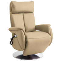 RELAXSESSEL in Leder Beige  - Edelstahlfarben/Beige, Konventionell, Leder/Metall (78/110/81cm) - Cantus