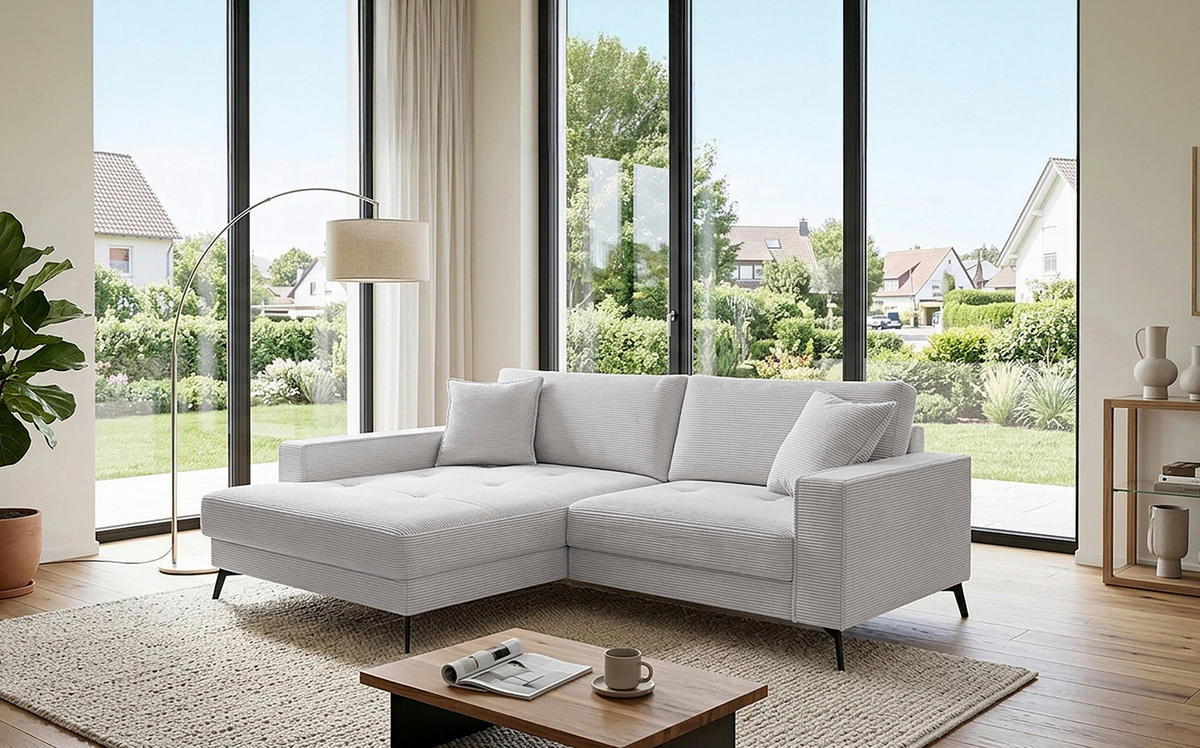 ECKSOFA TED Taupe Cord Zierkissen  - Taupe/Schwarz, Trend, Textil/Metall (174/228cm) - P & B