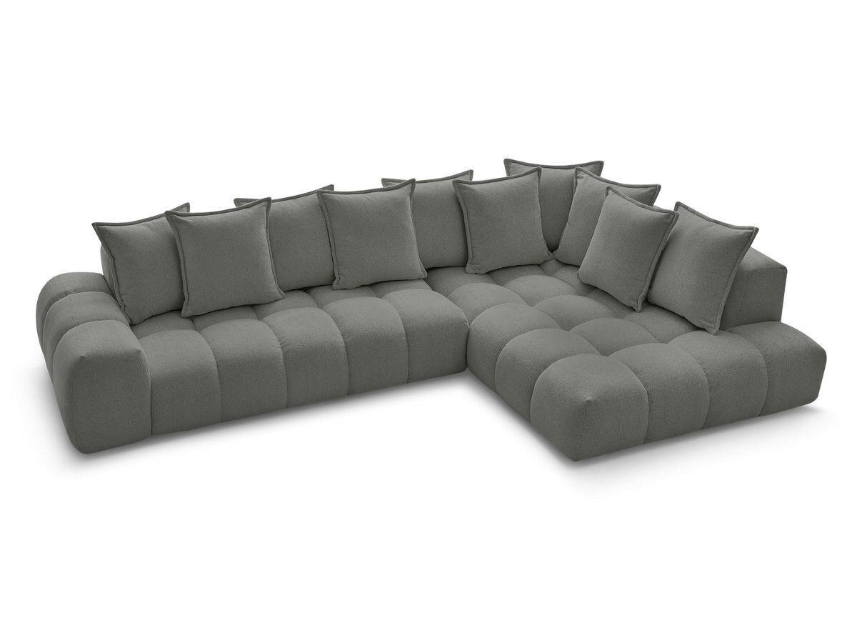 ECKSOFA Ottomane rechts  EVEREST Dunkelgrau Flachgewebe  - Dunkelgrau/Schwarz, MODERN, Kunststoff/Textil (352/210cm)