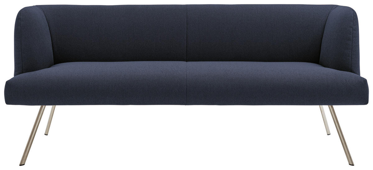 SITZBANK 200/87/64 cm  in Edelstahlfarben, Dunkelblau  - Edelstahlfarben/Dunkelblau, Design, Textil/Metall (200/87/64cm) - Venjakob