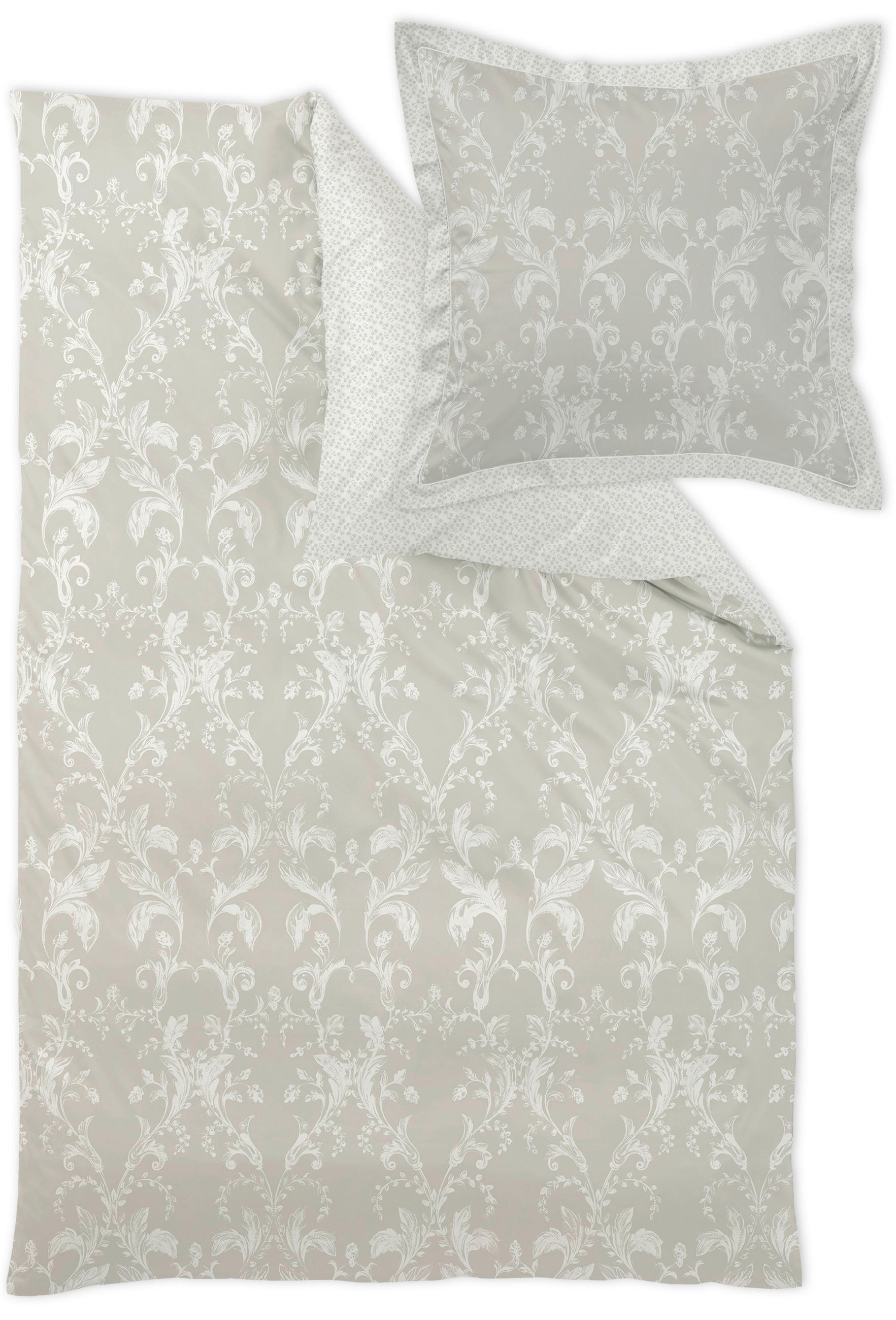 POSTELJINA 140/200 cm damast sivozelena  - sivozelena, Konvencionalno, tekstil (140/200cm) - Curt Bauer