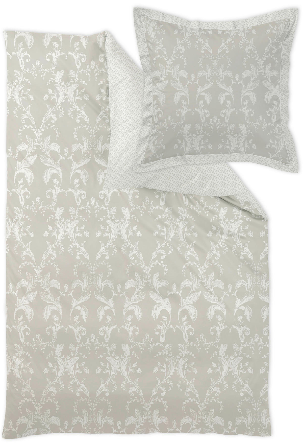 POSTELJNINA 140/200 cm damast sivozelena  - sivozelena, Konvencionalno, tekstil (140/200cm) - Curt Bauer