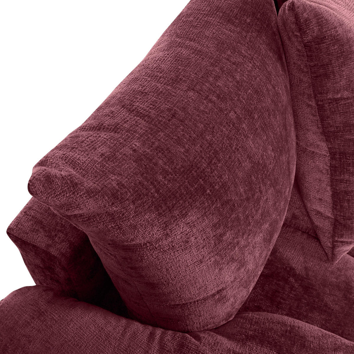 BIGSOFA Chenille Dunkelrot  - Schwarz/Dunkelrot, Design, Kunststoff/Textil (265/67/130cm) - home24