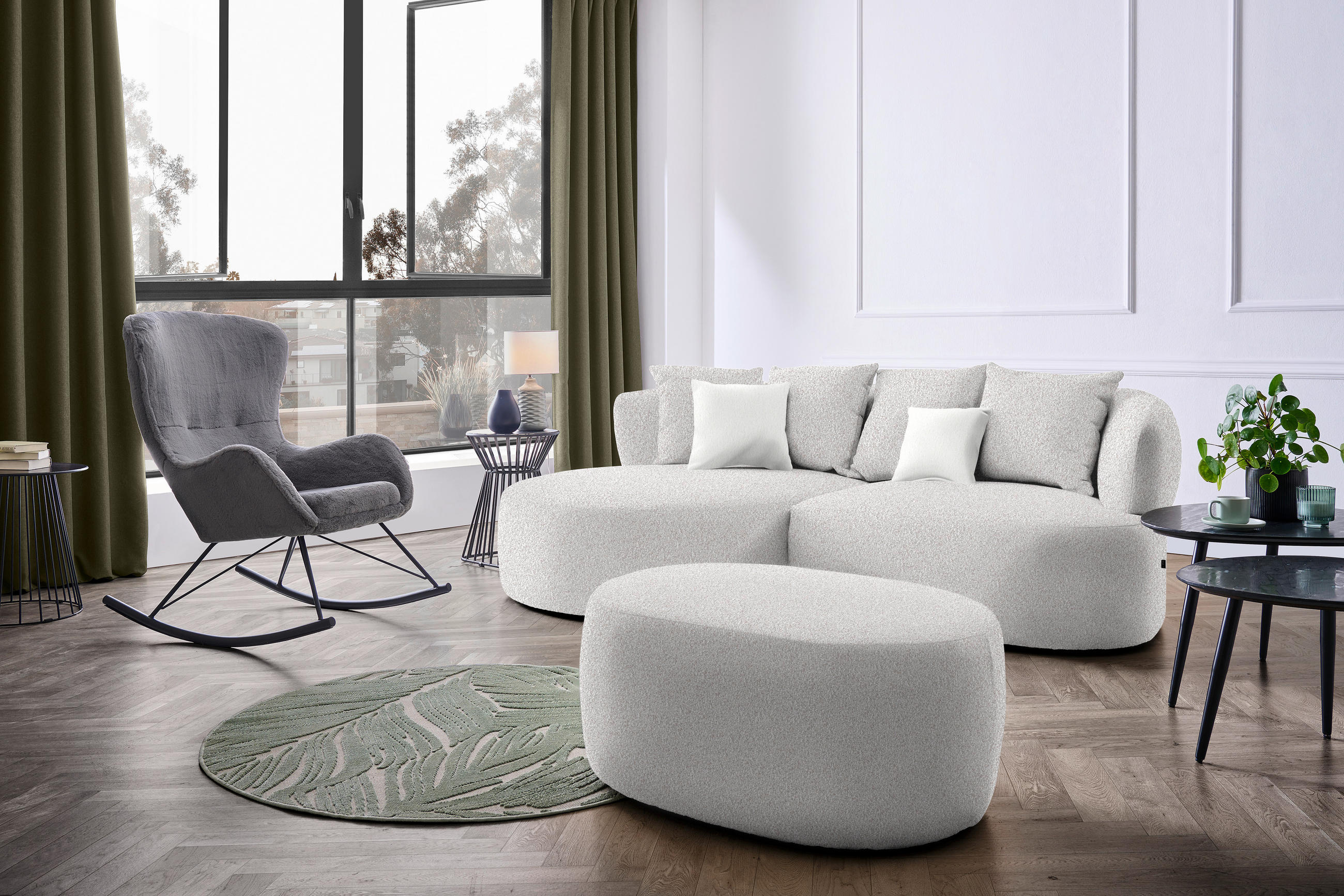ECKSOFA in Bouclé Beige  166/235 cm  - Beige/Creme, MODERN, Kunststoff/Textil (166/235cm) - Hom`in