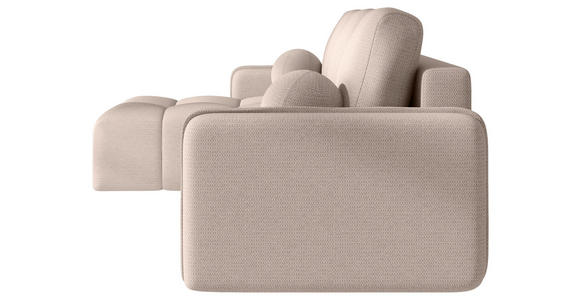 ECKSOFA Creme Flachgewebe Zierkissen, Rückenkissen, Bettkasten, Schlaffunktion, Rücken echt, Liegefläche im Originalstoff  - Creme/Schwarz, MODERN, Kunststoff/Textil (142/240cm) - Carryhome
