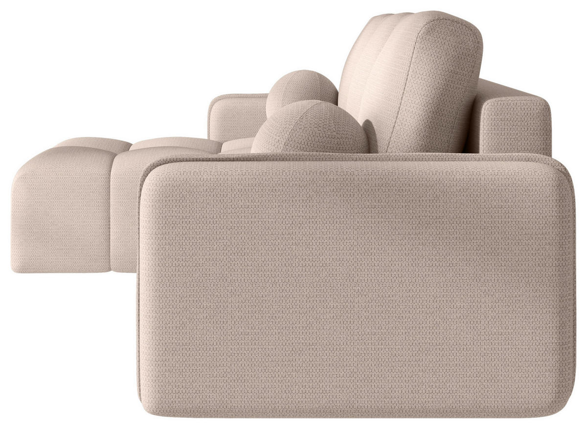 ECKSOFA Creme Flachgewebe Zierkissen, Rückenkissen, Bettkasten, Schlaffunktion, Rücken echt, Liegefläche im Originalstoff  - Creme/Schwarz, MODERN, Kunststoff/Textil (142/240cm) - Carryhome