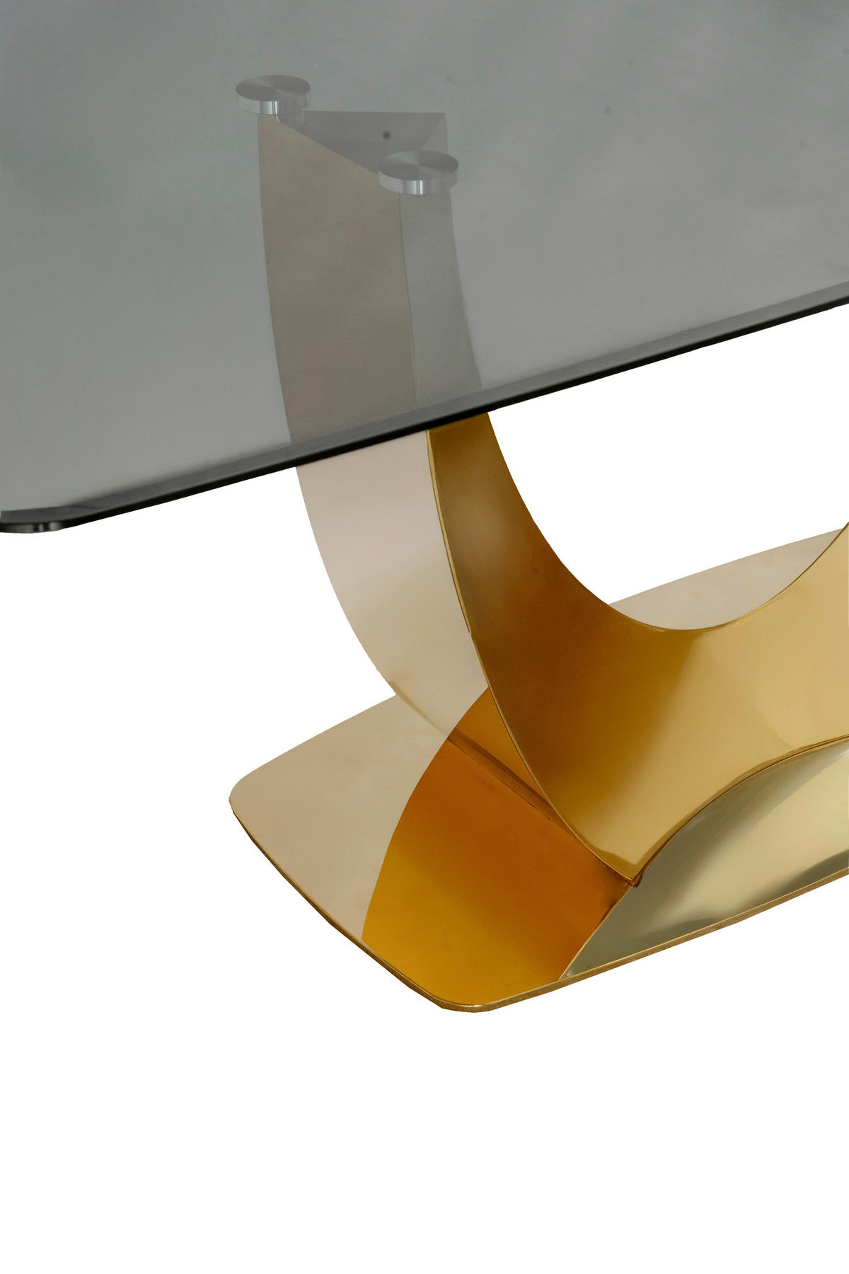 ESSTISCH 200/95/76 cm  Metall, Glas rechteckig Goldfarben, Dunkelgrau  - Dunkelgrau/Goldfarben, Design, Glas/Metall (200/95/76cm) - Milino
