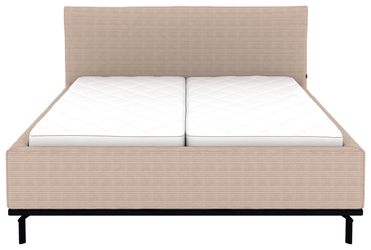 POLSTERBETT Matratze, Lattenrost, Bettkasten 180/200 cm  in Taupe  - Taupe/Graphitfarben, Design, Holz/Textil (180/200cm) - Musterring