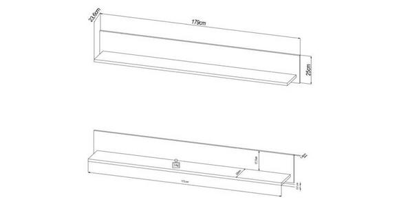 WANDBOARD Eichefarben  - Eichefarben, KONVENTIONELL, Holzwerkstoff (179/25/23,6cm) - Carryhome