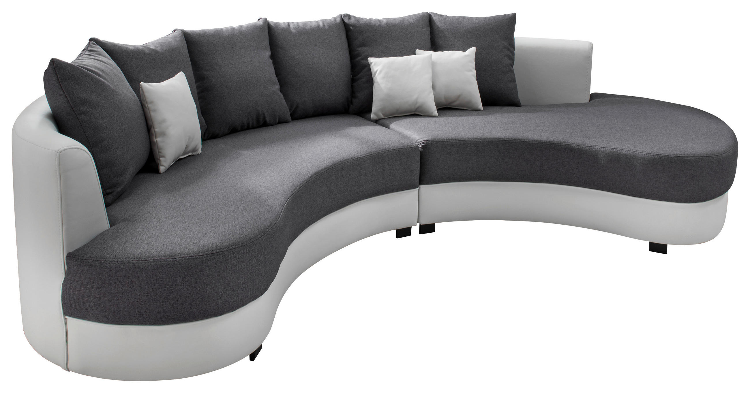WOHNLANDSCHAFT Weiß, Grau Flachgewebe  - Schwarz/Weiß, Design, Kunststoff/Textil (306/74/183cm) - Carryhome
