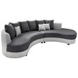 WOHNLANDSCHAFT Grau, Weiß Flachgewebe  - Schwarz/Weiß, Design, Kunststoff/Textil (306/74/183cm) - Carryhome