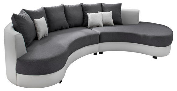 WOHNLANDSCHAFT Grau, Weiß Flachgewebe - Schwarz/Weiß, Design, Kunststoff/Textil (306/74/183cm) - Carryhome