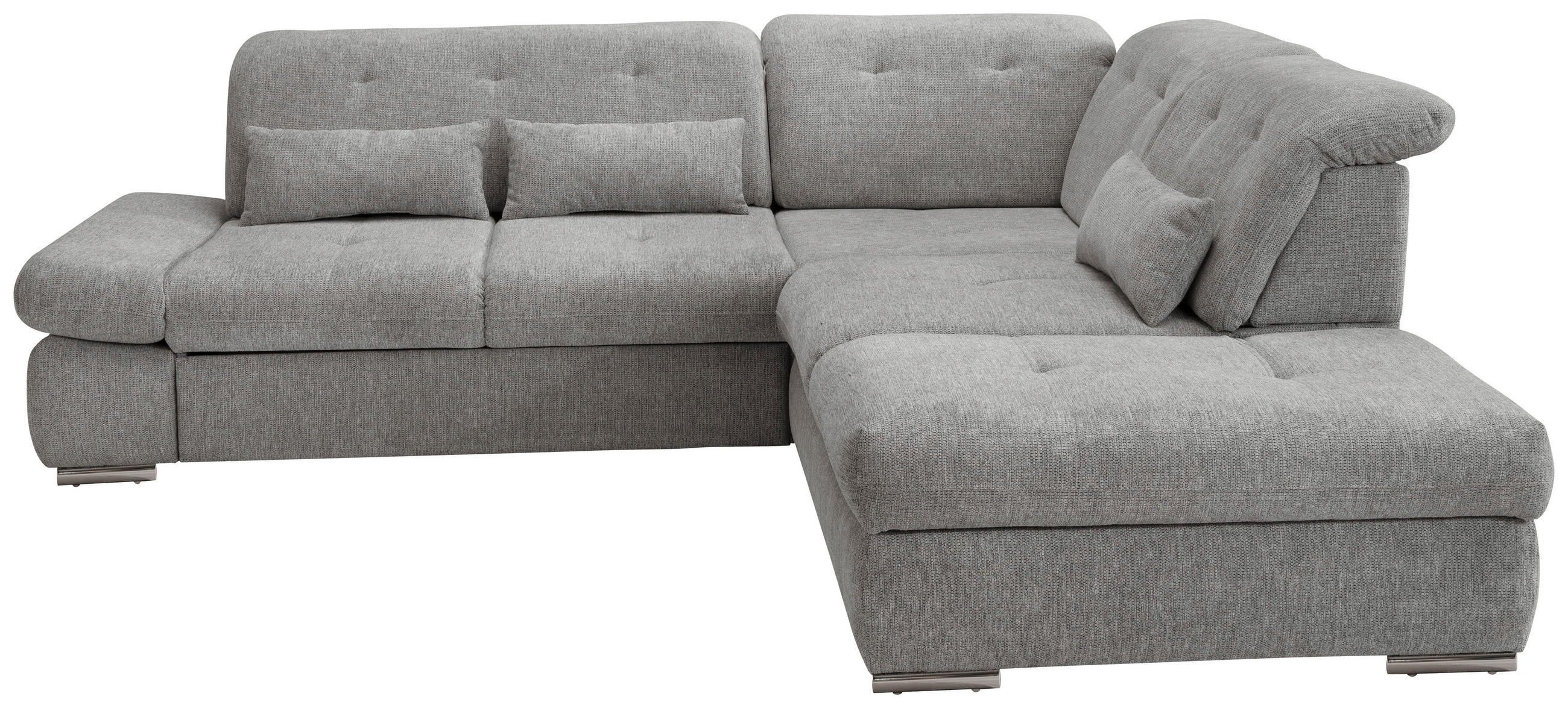 ECKSOFA in Chenille Silberfarben  - Chromfarben/Silberfarben, Design, Textil/Metall (280/254cm) - Livetastic