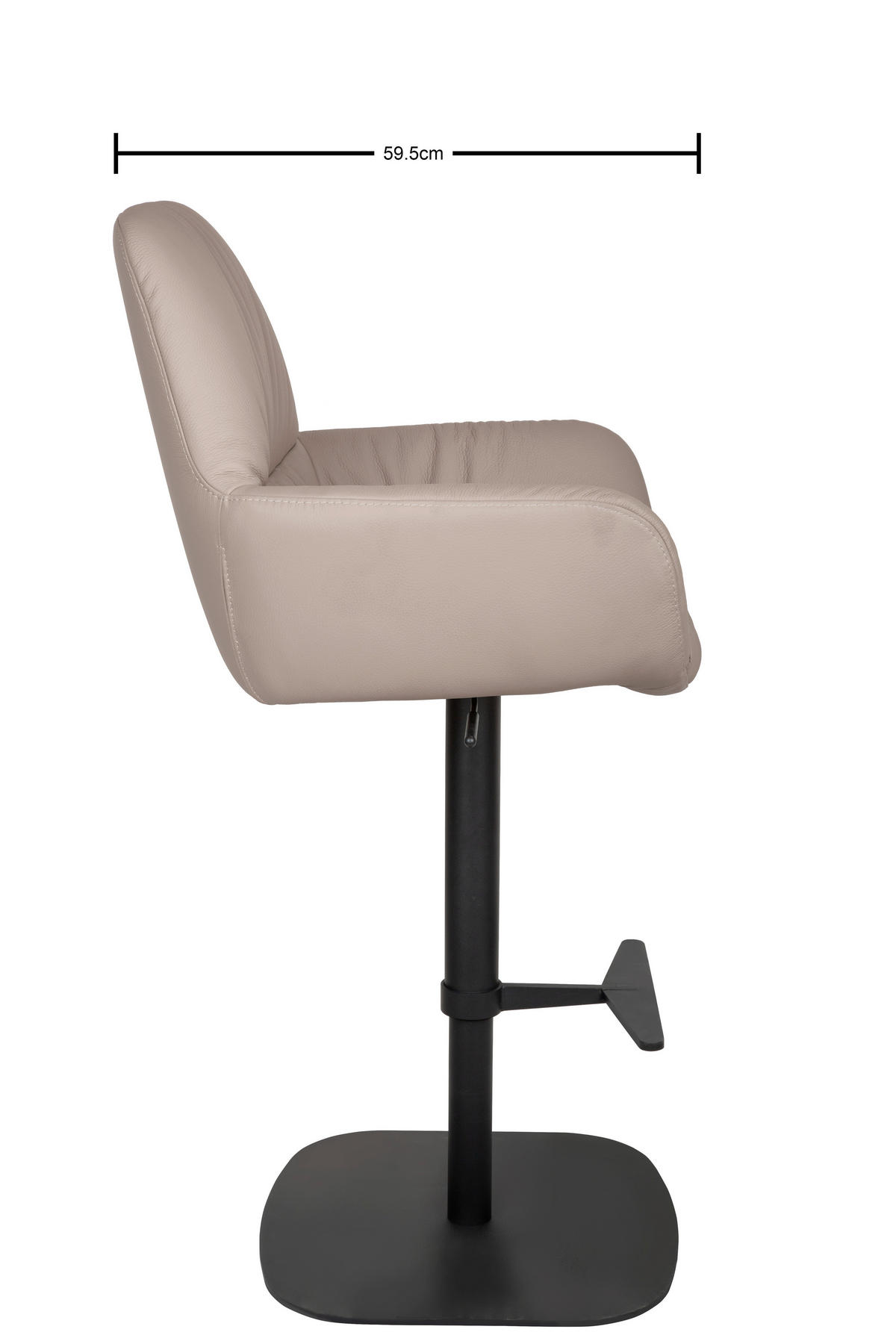 BARHOCKER Echtleder Schwarz, Taupe Eisen Sitzfläche 360° drehbar, inklusive Armlehnen  - Taupe/Schwarz, Design, Leder/Metall (57,5/110/59,5cm) - Dieter Knoll