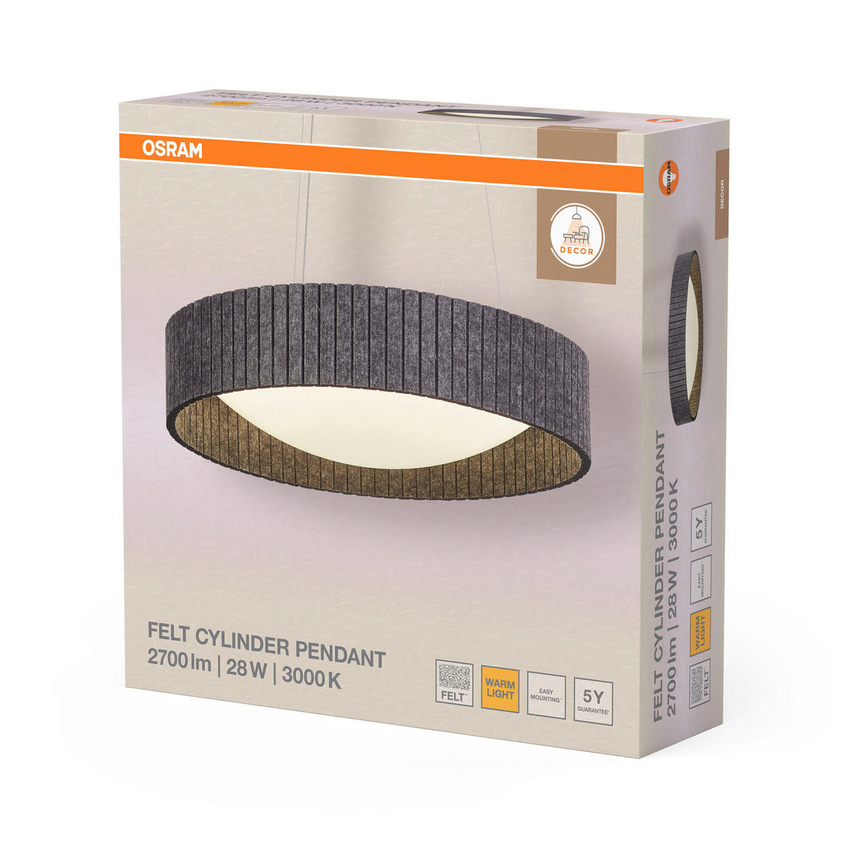 LED-PENDELLEUCHTE 50/150 cm  - Dunkelgrau, Design, Kunststoff/Textil (50/150cm) - Osram